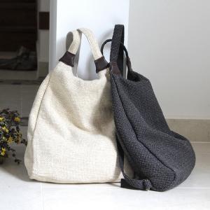 Preppy Style Korean Plain Hemp Backpacks for Woman