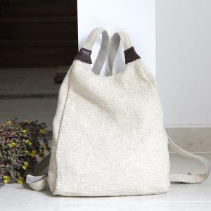 Preppy Style Korean Plain Hemp Backpacks for Woman