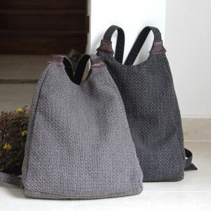 Preppy Style Korean Plain Hemp Backpacks for Woman