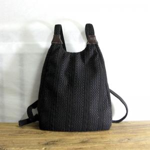 Preppy Style Korean Plain Hemp Backpacks for Woman