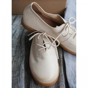 British Style Lace Up Oxford Shoes Handmade Vintage Flats