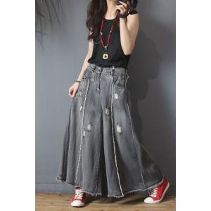 Street Fashion Wide Leg Frayed Jeans Womans Baggy Ripped Jeans