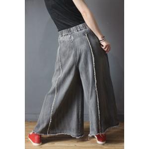 Street Fashion Wide Leg Frayed Jeans Womans Baggy Ripped Jeans