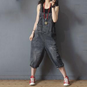 Adorable Fringed Edges Jeans Overalls Cotton Baggy Dungarees