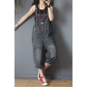 Adorable Fringed Edges Jeans Overalls Cotton Baggy Dungarees