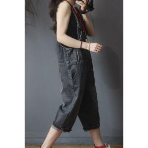 Adorable Fringed Edges Jeans Overalls Cotton Baggy Dungarees