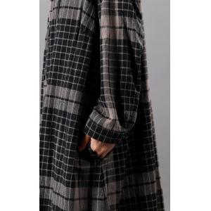Black Small Checkered Shirt Dress Loose Linen Outerwear