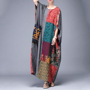 Beautiful Patchwork Plus Size Crochet Dress Flared Floral Caftan