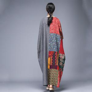 Beautiful Patchwork Plus Size Crochet Dress Flared Floral Caftan