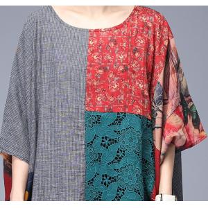 Beautiful Patchwork Plus Size Crochet Dress Flared Floral Caftan