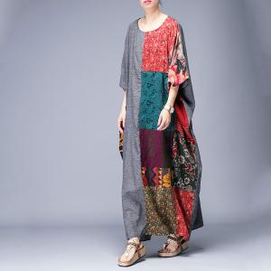 Beautiful Patchwork Plus Size Crochet Dress Flared Floral Caftan