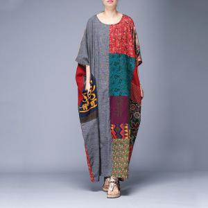 Beautiful Patchwork Plus Size Crochet Dress Flared Floral Caftan