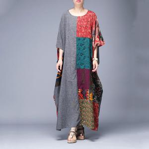 Beautiful Patchwork Plus Size Crochet Dress Flared Floral Caftan