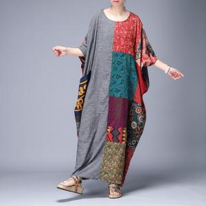 Beautiful Patchwork Plus Size Crochet Dress Flared Floral Caftan
