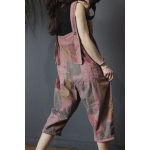 Banana Leaf Printed Summer Dungarees Cotton Korean Overalls for Woman