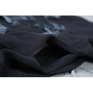 Comfortable Wavy Black Dress Linen Loose Asymmetrical Frock