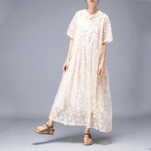 High-End Jacquard Lace Dress High-Waisted Beautiful Shirt Dress with A Long Camisole