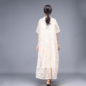 High-End Jacquard Lace Dress High-Waisted Beautiful Shirt Dress with A Long Camisole