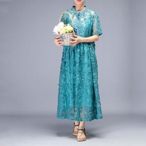 High-End Jacquard Lace Dress High-Waisted Beautiful Shirt Dress with A Long Camisole