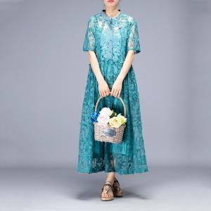 High-End Jacquard Lace Dress High-Waisted Beautiful Shirt Dress with A Long Camisole