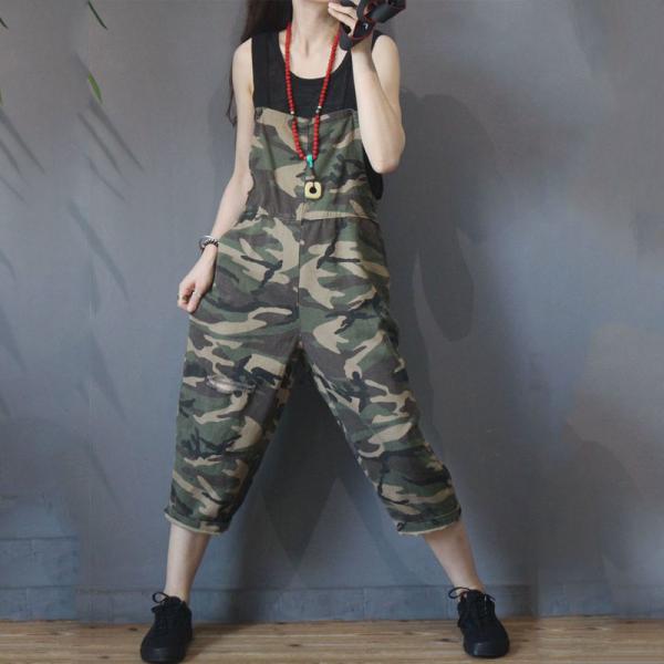 Korean Fashion Cotton Camouflage Overalls Casual Loose Dungarees