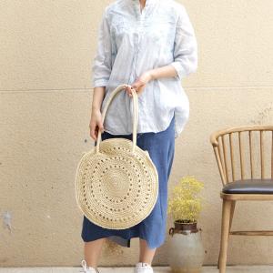 Beach Fashion Straw Crochet Bag Handmade Round Handbag