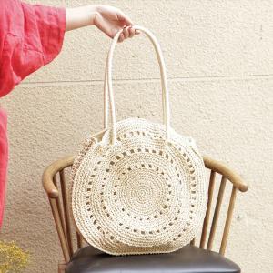 Beach Fashion Straw Crochet Bag Handmade Round Handbag