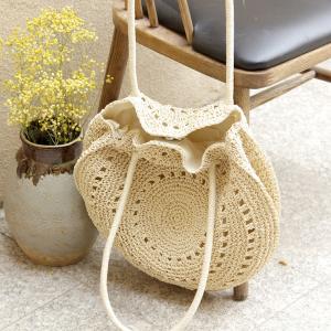 Beach Fashion Straw Crochet Bag Handmade Round Handbag