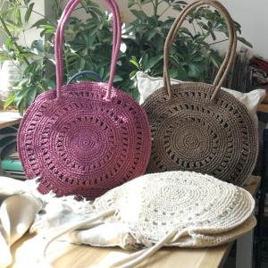 Beach Fashion Straw Crochet Bag Handmade Round Handbag