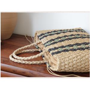 Bohemian Style Contrasting Striped Straw Bag Handmade Crochet Handbag