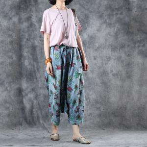 Summer Style Rose Cropped Jeans Denim Harem Pants for Woman