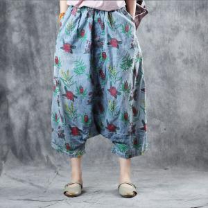 Summer Style Rose Cropped Jeans Denim Harem Pants for Woman