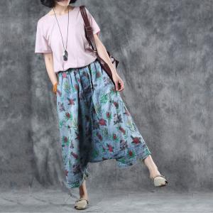 Summer Style Rose Cropped Jeans Denim Harem Pants for Woman