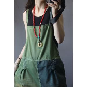 Contrasting Colors Plus Size Jean Jumpsuits Summer Cotton Slip Overalls