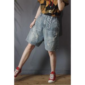 Spray Paint Empire Waist Shorts Wide Leg Ripped Jean Shorts