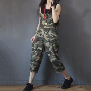 Korean Fashion Cotton Camouflage Overalls Casual Loose Dungarees