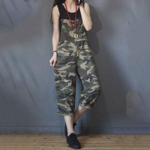 Korean Fashion Cotton Camouflage Overalls Casual Loose Dungarees