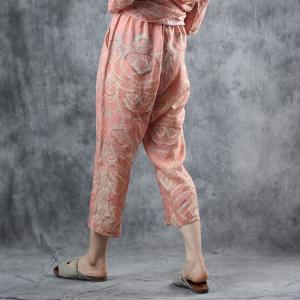 Organic Ramie Comfy Printed Blouse with Casual Harem Pants