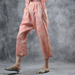 Organic Ramie Comfy Printed Blouse with Casual Harem Pants