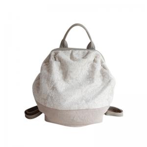 White Jacquard Vintage Backpacks Cotton Linen Beautiful Backpacks