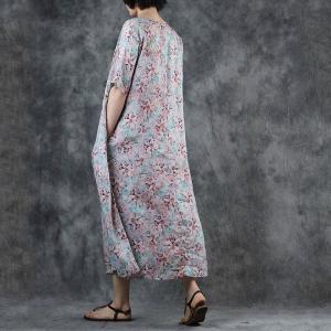 Beautiful Floral Pleated Dress Comfy Loose H-Shaped Dress
