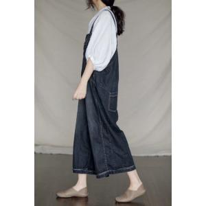 Street Style Baggy Jean Overalls Denim Wide Leg Dungarees for Woman