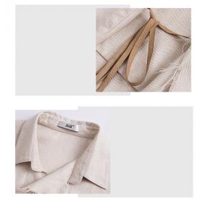 Minimalist Style Long Sleeve Linen Designer Blouse Wrapped Plus Size Tunic