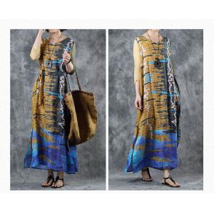 Zebra-Stripe Loose Drawstring Dress Silk Sleeve Elegant Dress