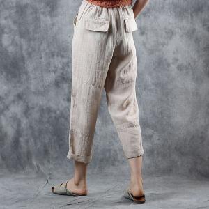 Straight-Leg Linen Pants Comfy Plain Bootcut Trousers for Woman