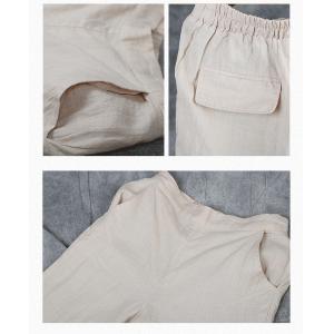 Straight-Leg Linen Pants Comfy Plain Bootcut Trousers for Woman