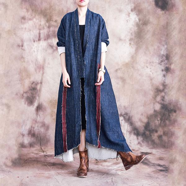 Fringed Long Poncho Cardigan Asymmetrical Designer Long Linen Ruana