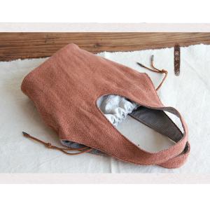 Minimalist Style Cotton Linen Korean Bucket Bag with Jacquard Lining