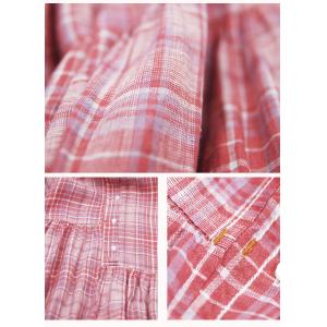 Pink Gingham Linen Shirt Dress Loose Pink Resort Frock