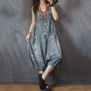 Square Neck Plus Size Printed Overalls Vintage Balloon 90s Overalls Outfit